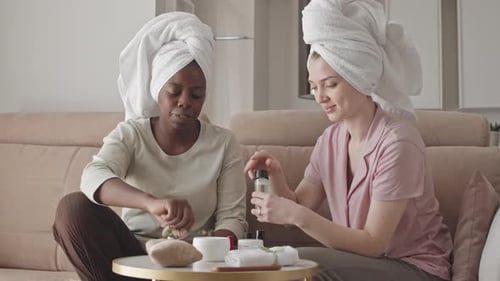Two Women Enjoying Spa Day at Home
