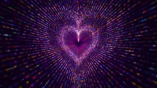 Abstract Colorful Particle Heart Shaped Tunnel Background Loop