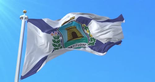 Realistic 3D Animation of Fortaleza Brazil City Flag Waving
