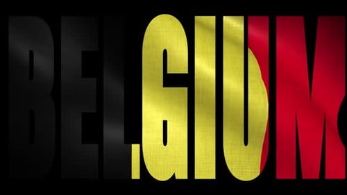 Animated Waving Flag of Belgium in Text Typography Reveal