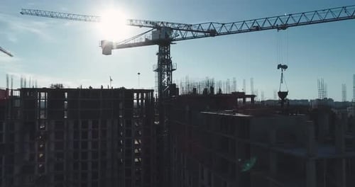 Construction of a High-rise Building, Aerial View of Modern Residential Complex Under Construction