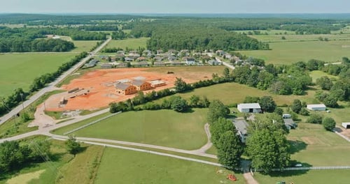 Construction Site in Rural Setting Aerial View