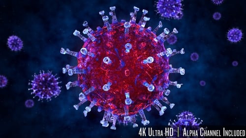 3D Animated Rotating Virus Cell with Alpha Channel