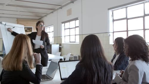 Professional Woman Giving Business Presentation in Office