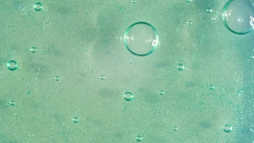 Transparent Green Cosmetic Gel Cream With Molecule Bubbles