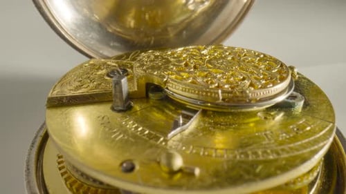 Clockwork Mechanism with Rotating Spring Gears and Gearing