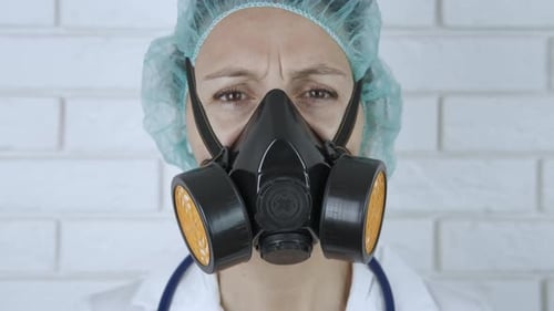 Healthcare Worker Wearing Black Respirator Mask