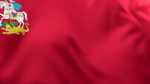 Realistic Waving Red Flag with Coat of Arms Animation