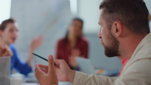Rude Businessman Discussing Colleagues Office, People Stock Footage ft ...
