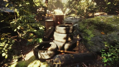 Garbage Dump in Tropical Forest