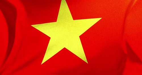 Realistic Vietnam National Flag Waving Loop with Fabric Texture