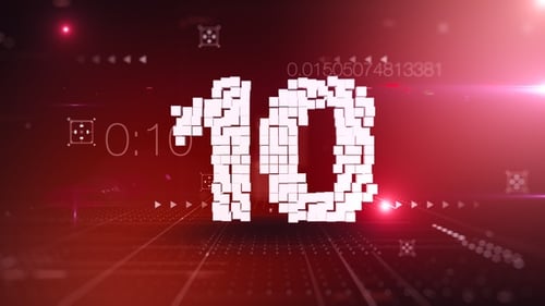 Digital Cube Countdown Opener with Futuristic Data Background