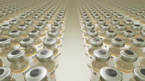 Modern 3D Animation of Endless COVID-19 Vaccine Vials