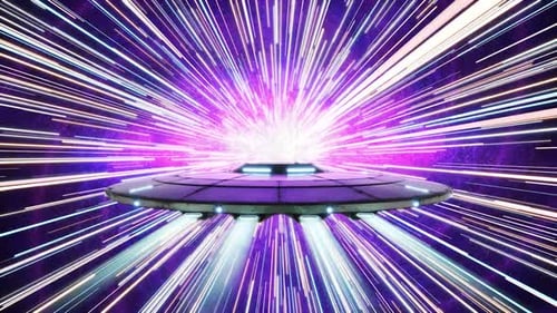 Soucoupe volante extraterrestre voyageant à travers l'univers à une vitesse extrême