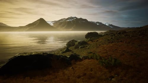 Mountains and Fjords at Norway Landscape