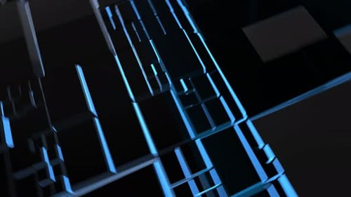 Futuristic 3D Blockchain Text Intro with Digital Grid