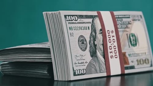 Stacks of Bundled Hundred Dollar Bills