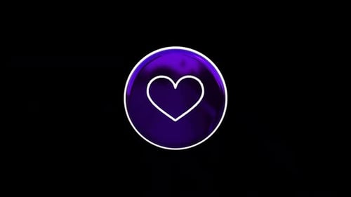 3D Glossy Purple Heart Icon Rotation