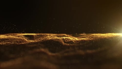 Golden Particle Wave Abstract Motion Background