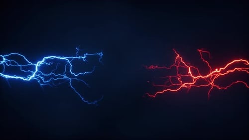 Dynamic Blue and Red Electric Lightning Reveal Animation