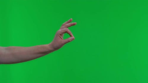 Hand Making OK Sign on Green Screen