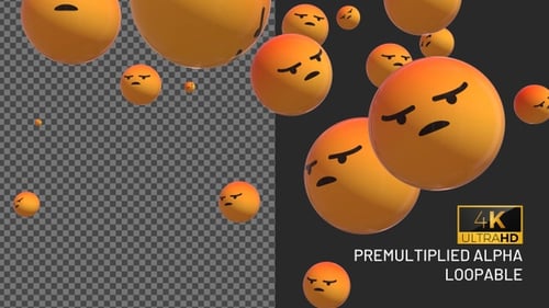 Animated 3D Frowning Faces Loop