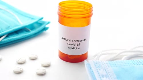 Antiviral Medication with Surgical Mask and Pills