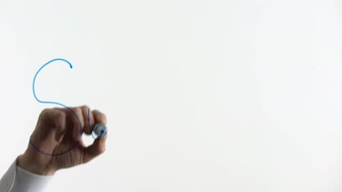 Hand Writing "Subscribe" in Blue on Glass