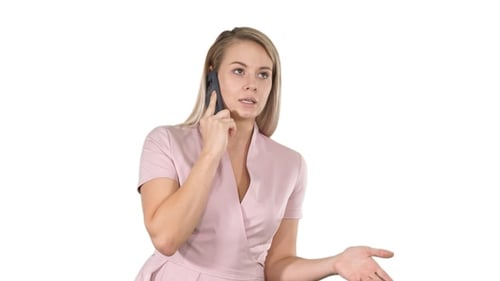 Woman Talking on Mobile Phone with Hand Gestures
