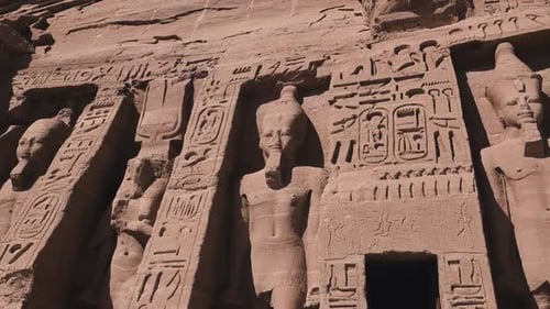 Abu Simbel Temple, Main Entrance And Statues