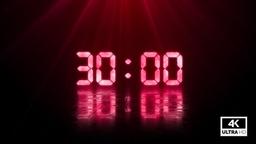 Digital Negative Countdown 30 Sekunden Rot 4K