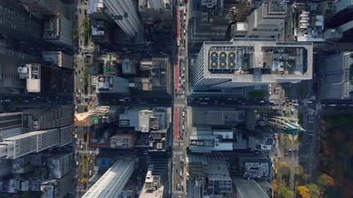 Aerial Birds Eye Overhead Vista de cima para baixo das ruas da cidade de altura