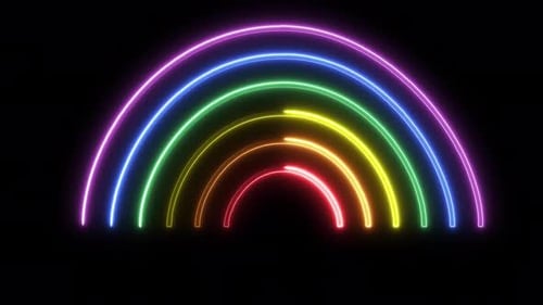 Pulsating Neon Rainbow Arc Loop Background Animation
