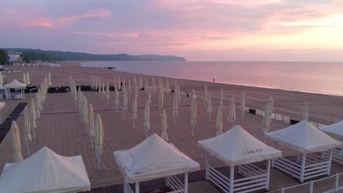 Empty Beach Bar And Cottages