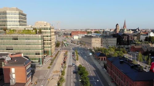 Drone view of Malmö Malmö University and more, Malmö Sweden, Summer