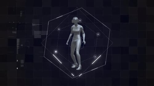 Animated Virtual Reality Human in Futuristic Digital Space