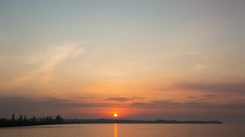 Beautiful Sunrise Over The City By The River