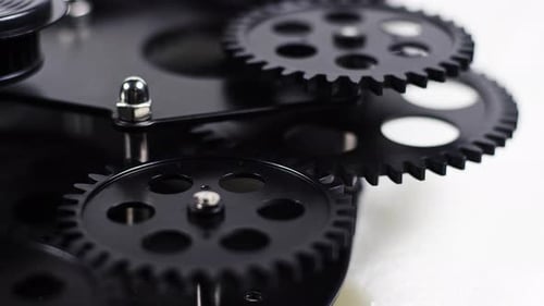 Rotating Gears Close Up in Operation