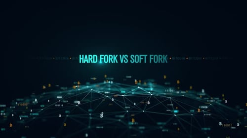 Bitcoin-harte Gabel gegen weiche Gabel Kryptowährung Digitaler Globus Animation 4K