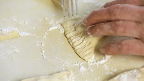 Making Gnocchi with Fork Close-Up
