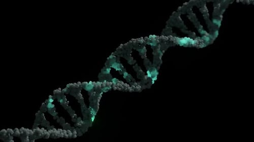 Animated Futuristic DNA Helix Loop with Glowing Particles