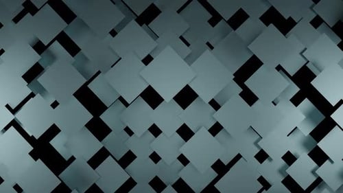 Gray particles of geometric shapes create patterns and grow and move in 3d format