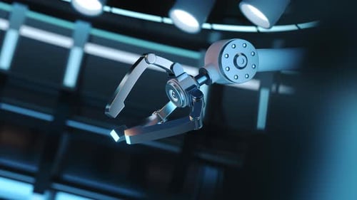 3D Animated Robotic Arm Operating in a Modern Manufacturing Setting