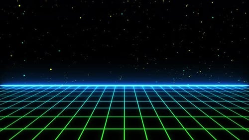 Retro Futuristic Neon Grid Background Loop