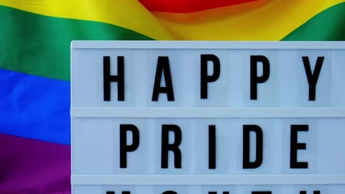 Happy Pride Month Message with Rainbow Flag