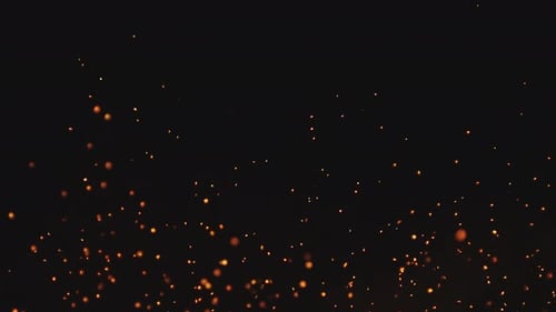 Golden Glowing Particles Rising on Black Background