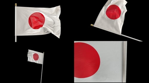 Realistic Japanese Flag Waving Loop and Transition Pack