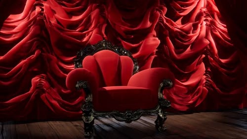 Luxurious Theater Curtain Stage with Chair