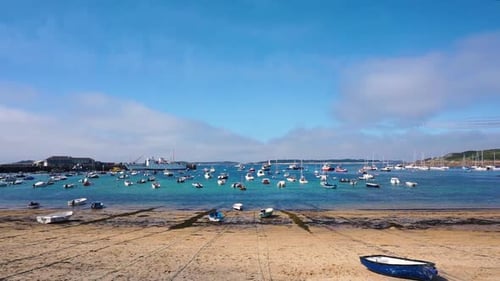 Boats in Calm Ocean Bay on Sunny Day