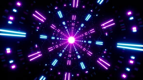Abstract Neon Light Rays Sci-Fi Tunnel Loop